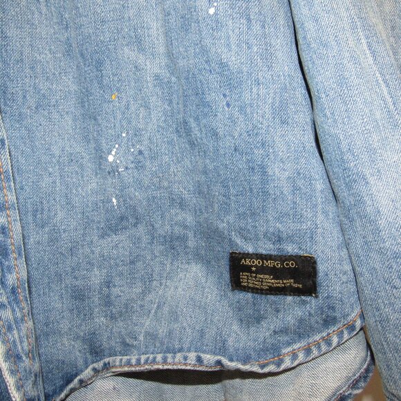 Akoo Black Cats WWII Bomber Distressed Denim Embroidered Collared Shirt sz 3XL - Picture 5 of 7
